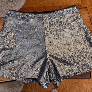 Free People Silver Sequin High Waist Shorts